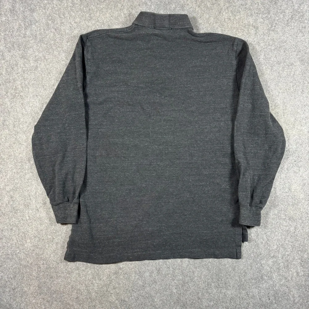 Polo Ralph Lauren Polo Shirt Mens M Gray Long Sleeve Heathered Cotton Pony Logo